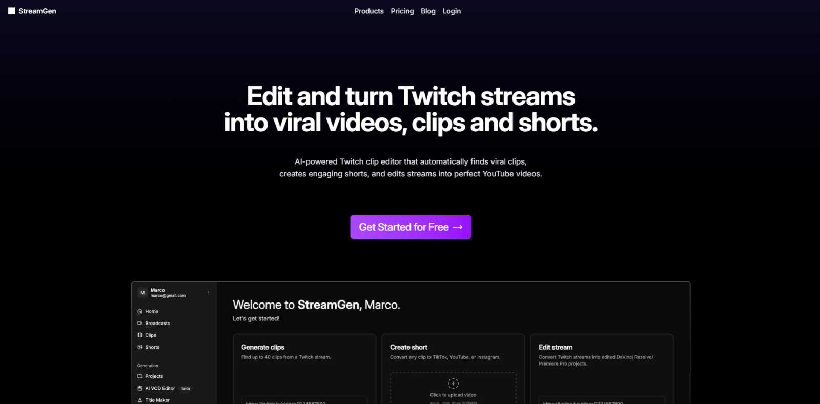 StreamGen application interface and features