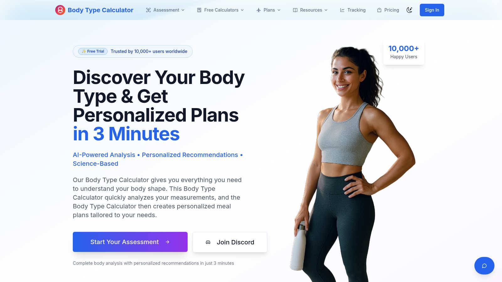 Body Type Calculator application interface and features