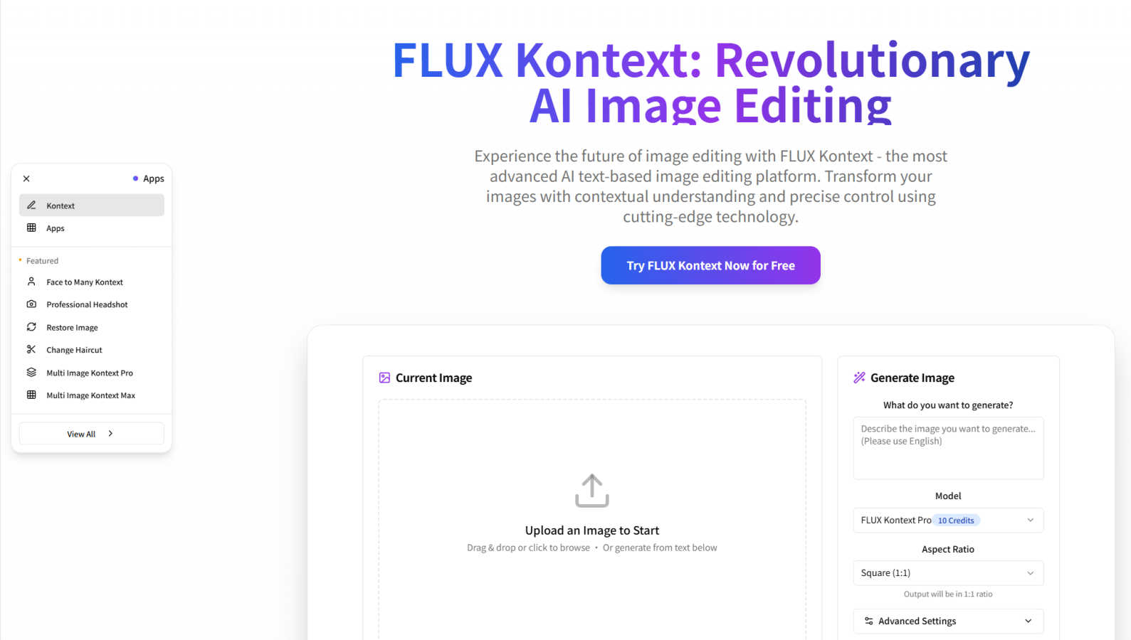 FLUX Context application interface and features
