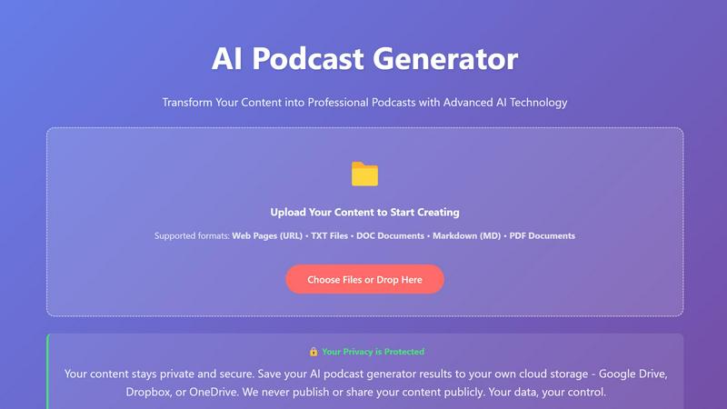 AI Podcast Generator screenshot