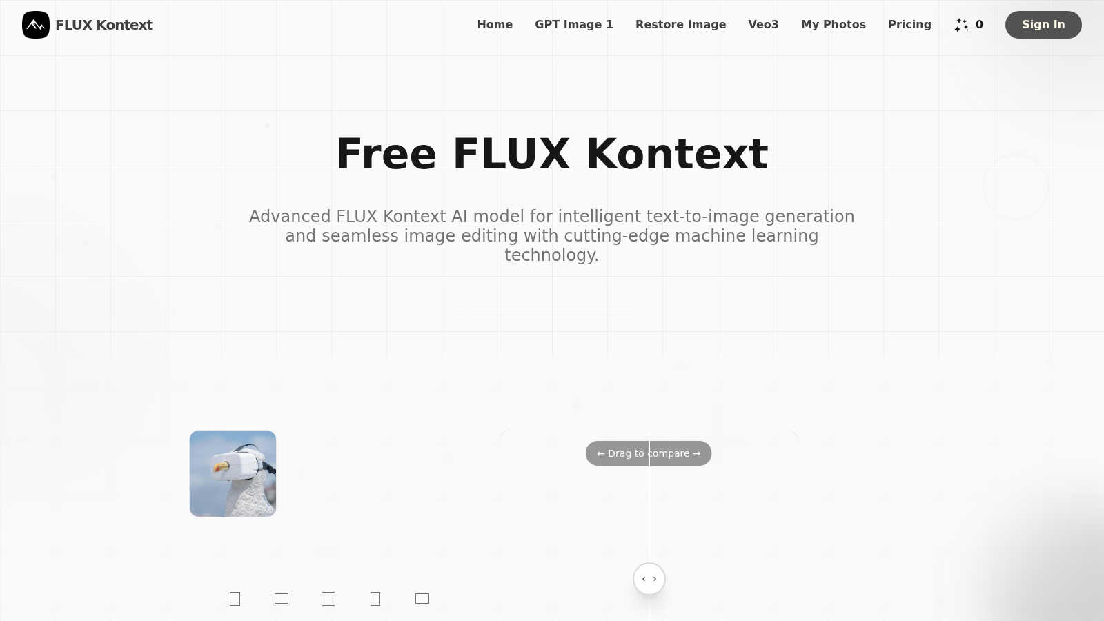 FLUX Kontext application interface and features