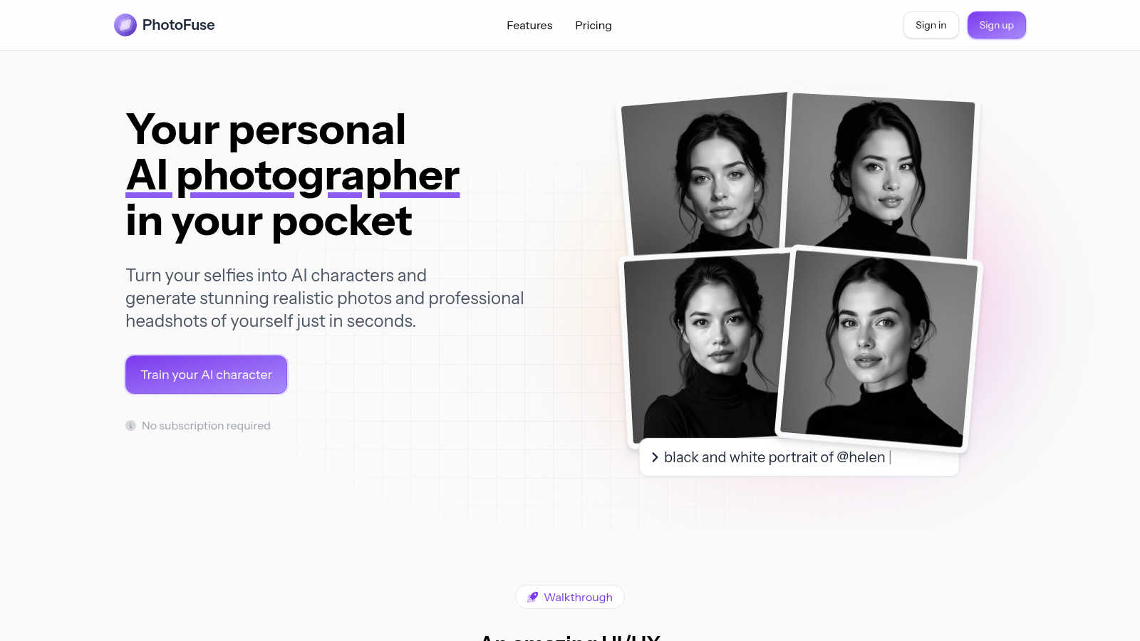 PhotoFuse application interface and features
