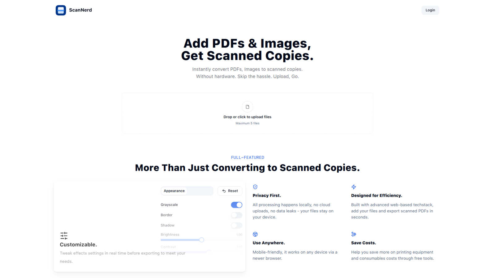 ScanNerd application interface and features
