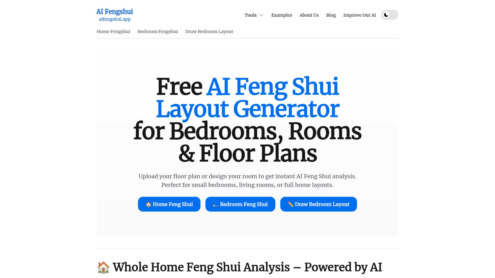 AI Feng Shui Generator application interface and features
