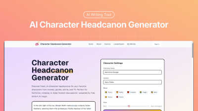 AI Character Headcanon Generator - aiheadcanon.com - AI tool for productivity