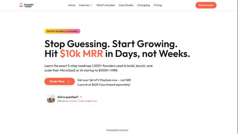 Founder Toolkit application interface and features