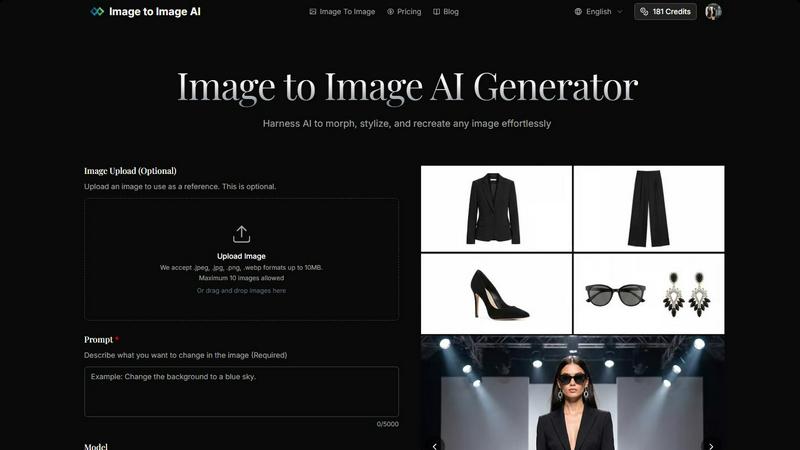 Image to Image AI application interface and features