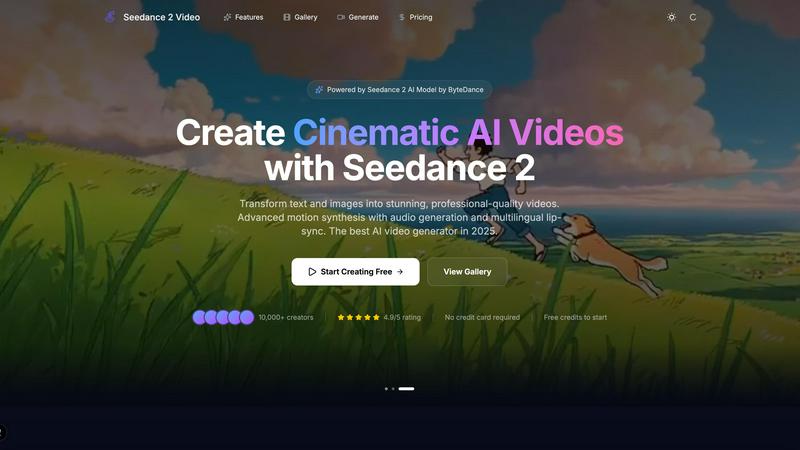 Seedance 2 Video application interface and features