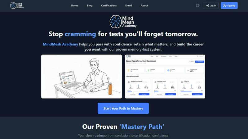 Mindmesh Academy application interface and features