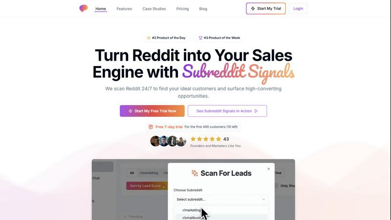 SubRedditSignals application interface and features